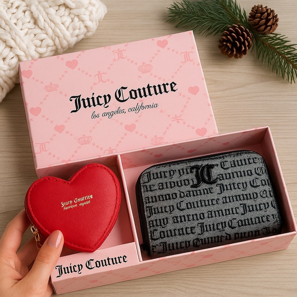 Juicy Couture Wallet & Heart Coin Purse Gift Set NWT
